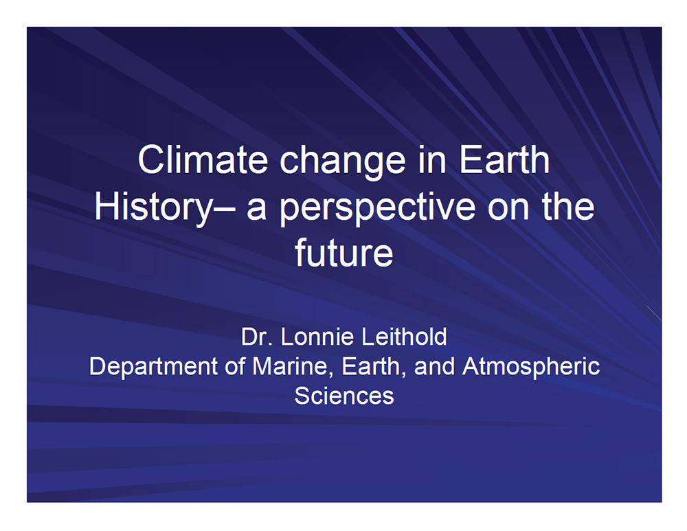 Climate Change in Earth History - a perspective on the future