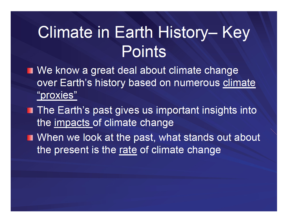 Climate in Earth History - Key Points
