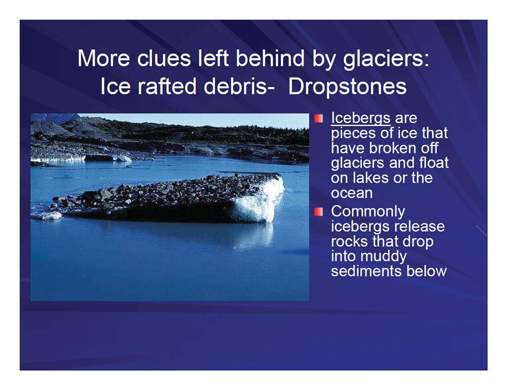 More clues left behind by glaciers: Ice rafted debris - Dropstones