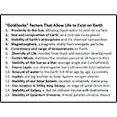 Goldilocks Factors That Allow Like to Exist on Earth