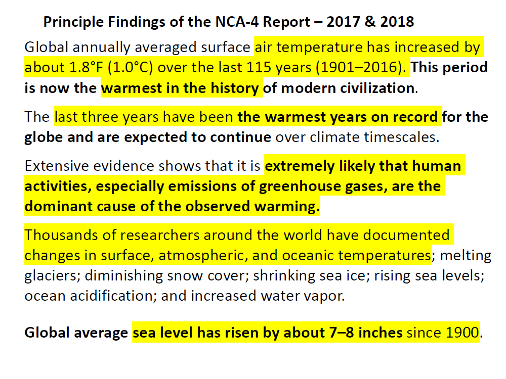 Principle Findings of the NCA-4 Report - 2017 and 2018